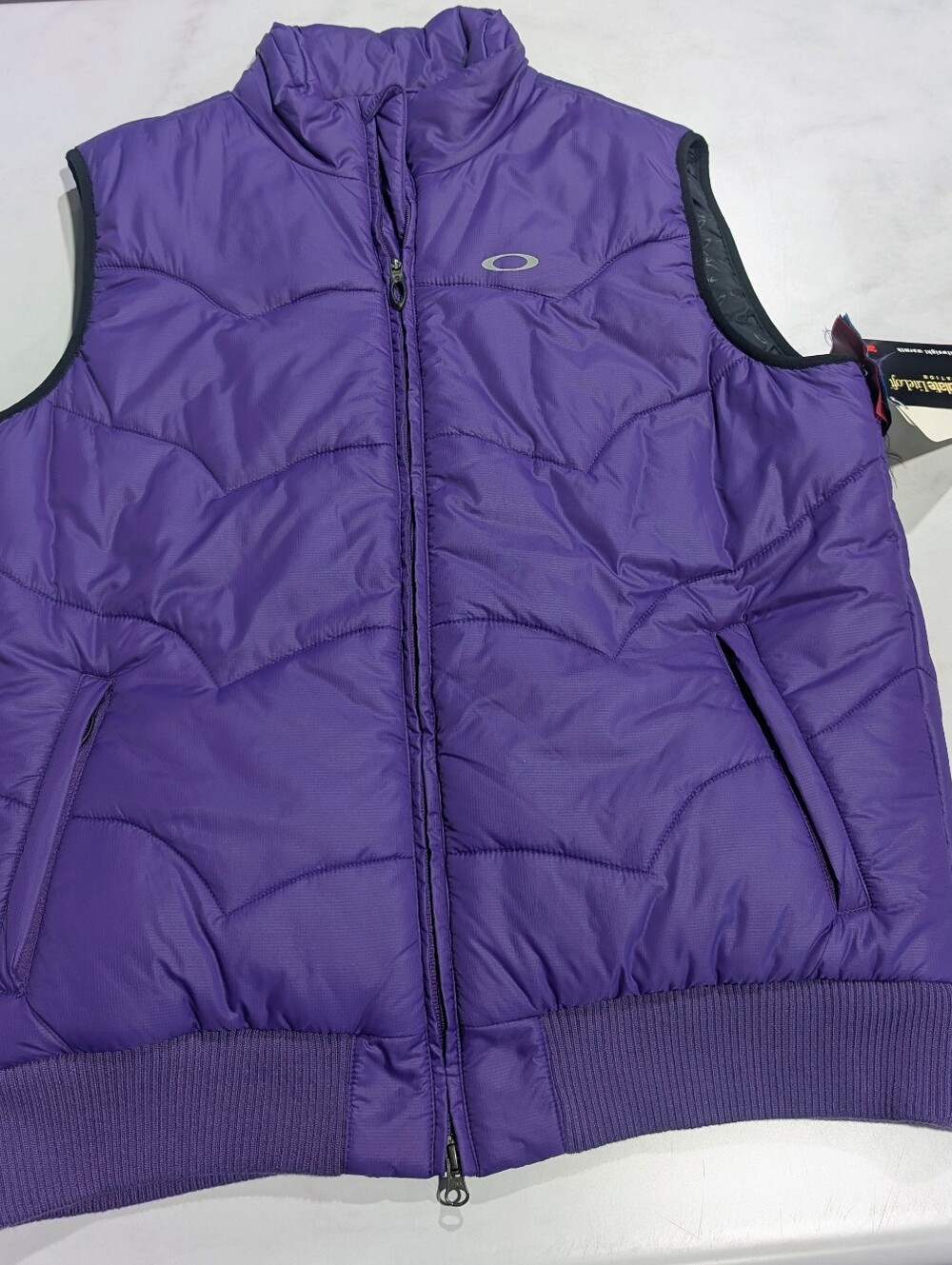 Oakley Purple Quilted Puffer Vest with Ribbed Hem